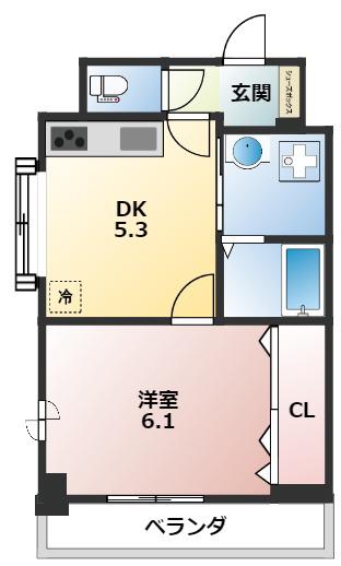 サンライズ中十条(1DK/5階)の間取り写真