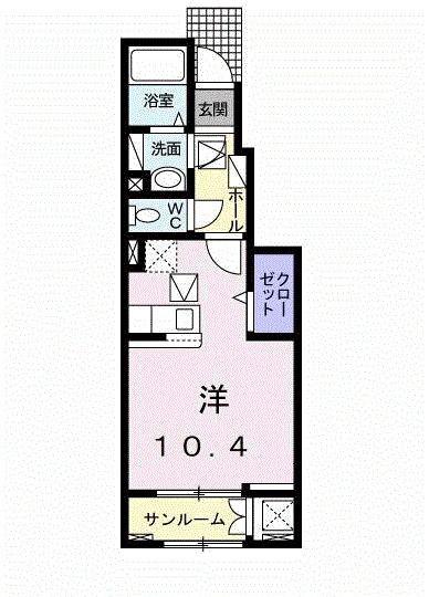 レア・オハナA(ワンルーム/1階)の間取り写真