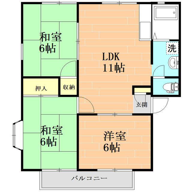 サニーパレスニシダA・B(3LDK/1階)の間取り写真