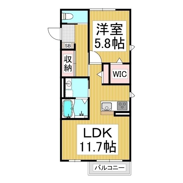 コンフォーティア稲田(1LDK/1階)の間取り写真