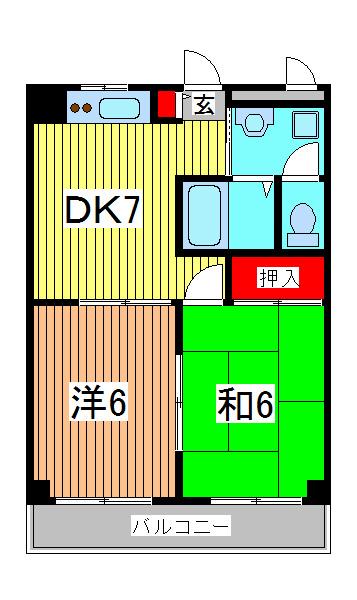 ソレイユ並木(2DK/2階)の間取り写真