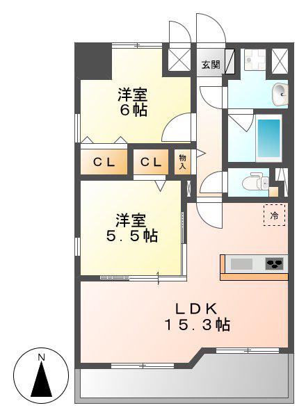 CASA DI MARE(2LDK/9階)の間取り写真