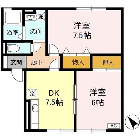 エスペランサ(2DK/2階)の間取り写真