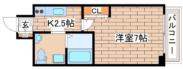 セレニテ神戸元町クレア(1K/7階)の間取り写真