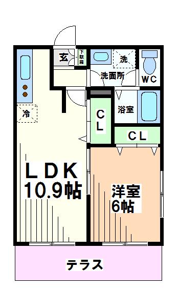 ブルーガーデン(1LDK/1階)の間取り写真