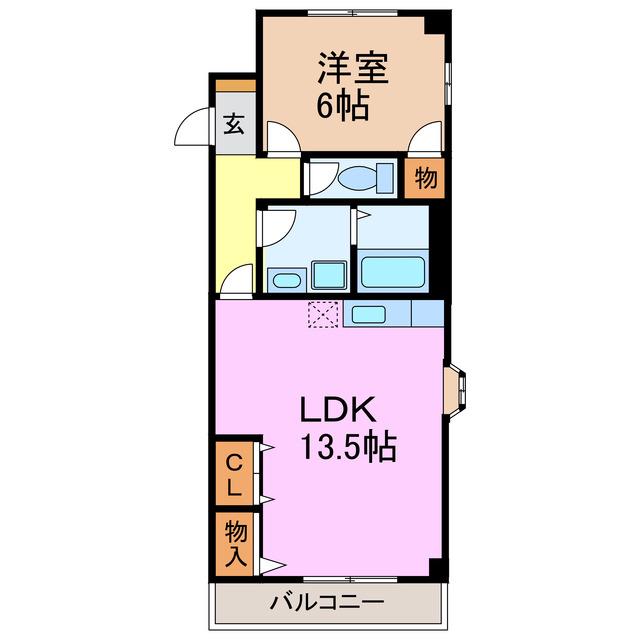 ネオアロス(1LDK/2階)の間取り写真