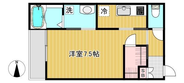 LE BLANC ET 自由が丘(1K/2階)の間取り写真