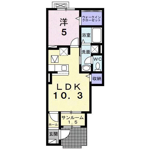 ブリーズ ヒルA(1LDK/1階)の間取り写真