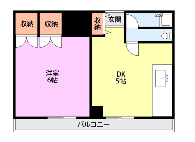 ニューグリーンミナミ(1DK/5階)の間取り写真