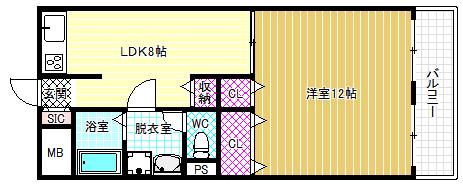 レガットハイツ(1LDK/2階)の間取り写真