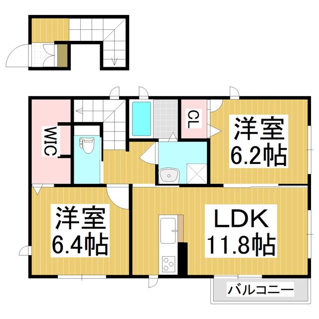 シャーメゾン嵐(2LDK/2階)の間取り写真