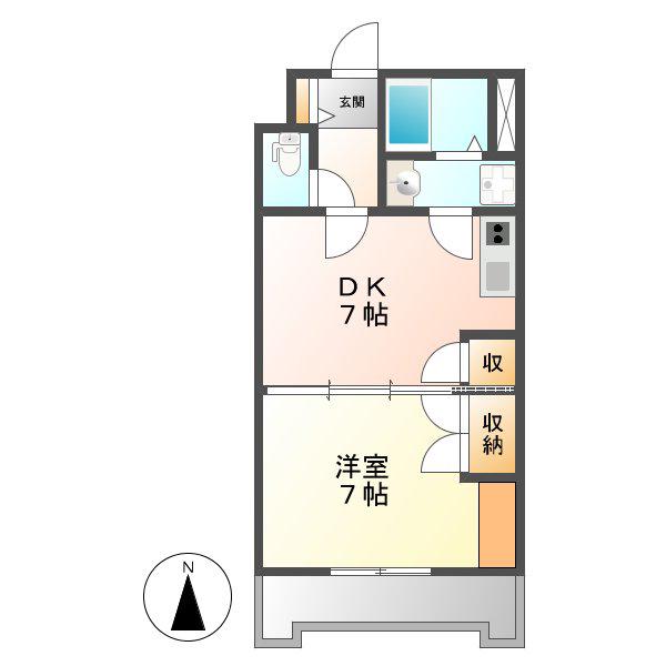 久屋グリーンビル(1DK/9階)の間取り写真