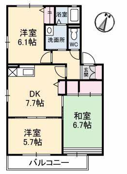 リッシュ伊藤C棟(3DK/2階)の間取り写真