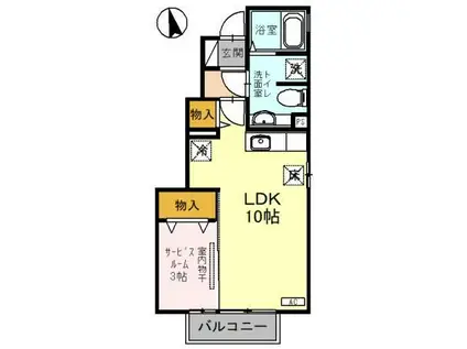 アークヒルズB(1LDK/1階)の間取り写真