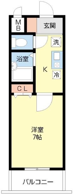 プロスパーK(1K/5階)の間取り写真