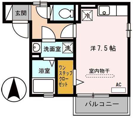 セジュールエルグリーン(ワンルーム/2階)の間取り写真
