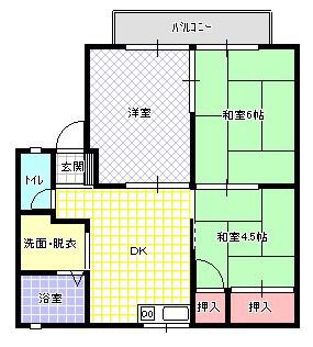 ハイユニメントタミー(3DK/2階)の間取り写真