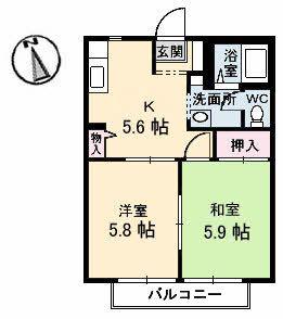 パティオ 2棟(2K/1階)の間取り写真
