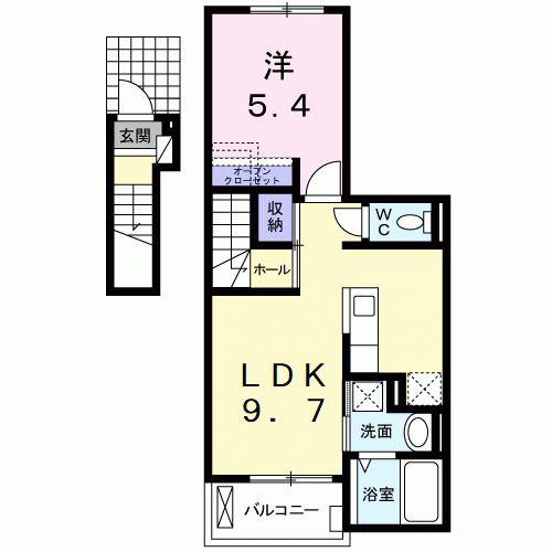 テオーリア小川I(1LDK/2階)の間取り写真