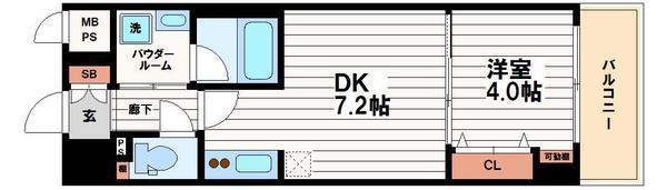レオンコンフォート本町東II(1DK/12階)の間取り写真