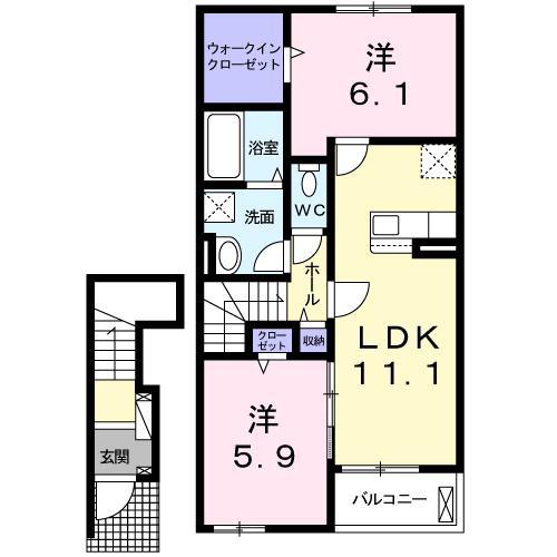 ルミナーレIII(2LDK/2階)の間取り写真