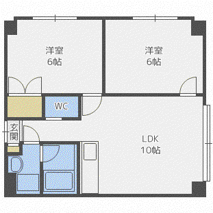 プログレスコート壱番館(2LDK/3階)の間取り写真