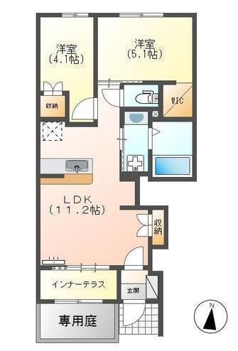 コンフォート・シュリンプ(2LDK/1階)の間取り写真