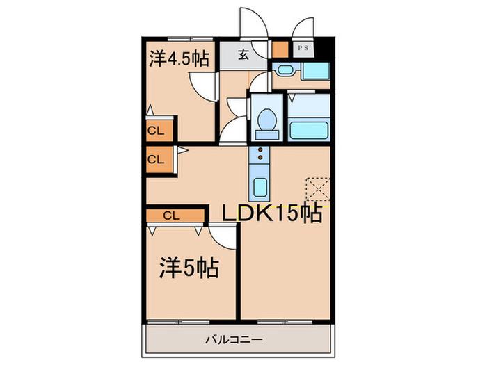 YKハイツ宮の上(2LDK/2階)の間取り写真