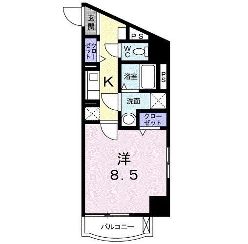 クレアール 京町(1K/10階)の間取り写真