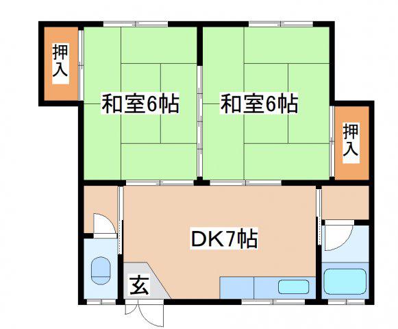 山麓荘(2DK/2階)の間取り写真