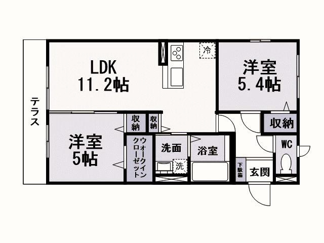 LEGENDハイム行橋(2LDK/1階)の間取り写真