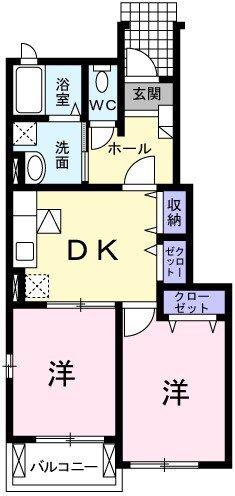 ベル・ラフレシール(2DK/1階)の間取り写真