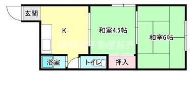 花園ハイツ(2K/2階)の間取り写真
