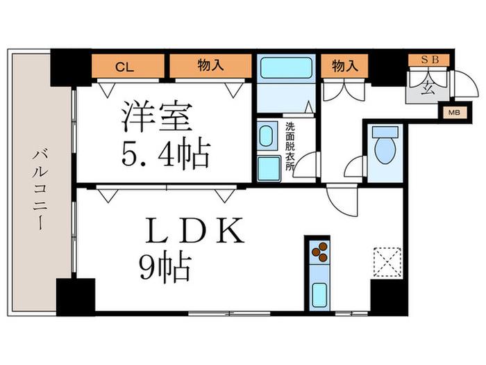 コスモフォーラム四条(1LDK/8階)の間取り写真