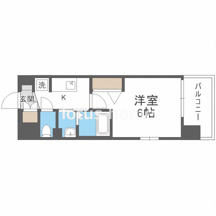LUXE東三国ウエスト(1K/6階)の間取り写真