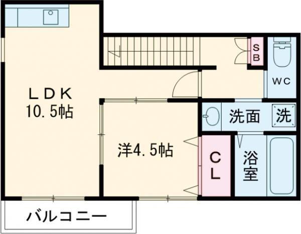 ソレイユビセレクト法蓮町I(1LDK/2階)の間取り写真