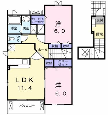 プロムナード(2LDK/2階)の間取り写真