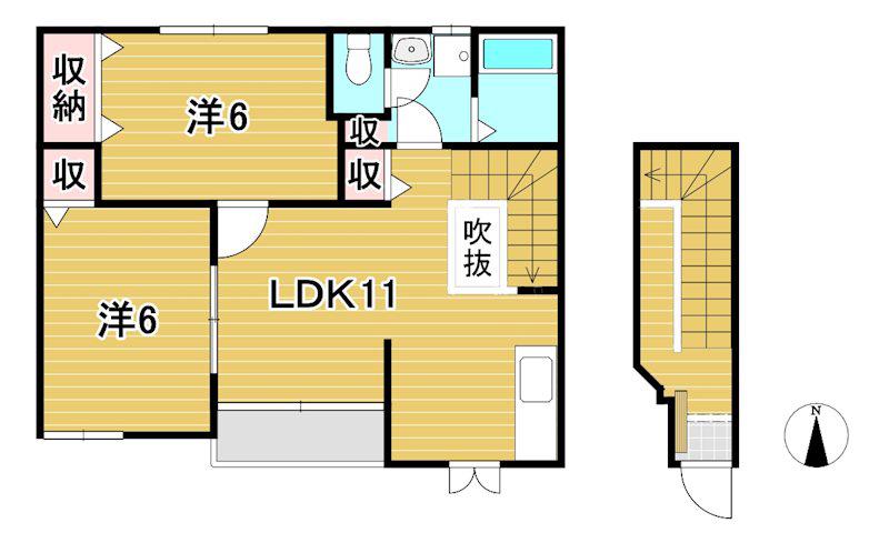 シューペルブ(2LDK/2階)の間取り写真