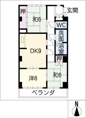 アビタシオンOHNO(3DK/1階)の間取り写真