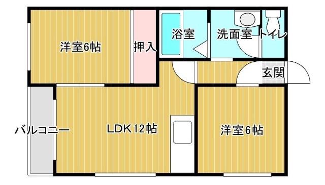 サンライズハイツ(2LDK/3階)の間取り写真