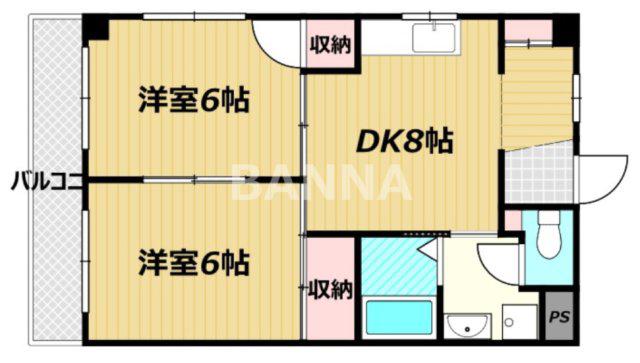 モナドマンション(2DK/1階)の間取り写真