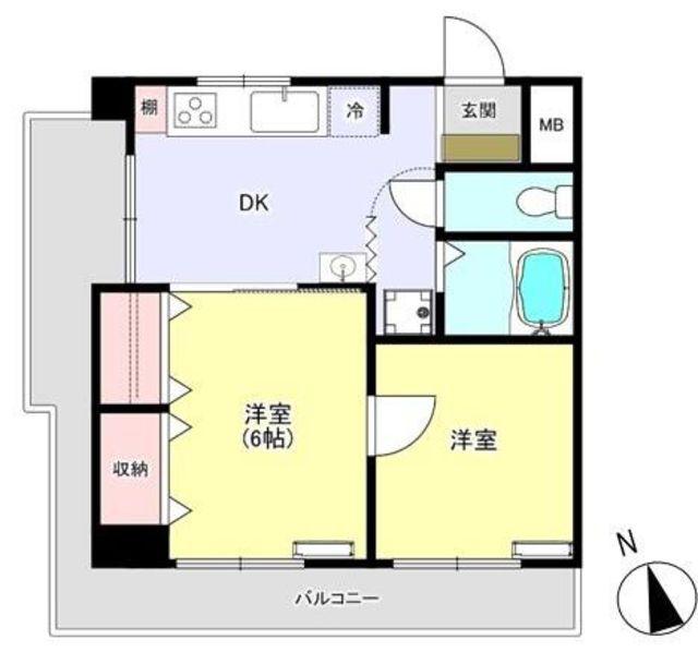 スプリングコート(2DK/3階)の間取り写真