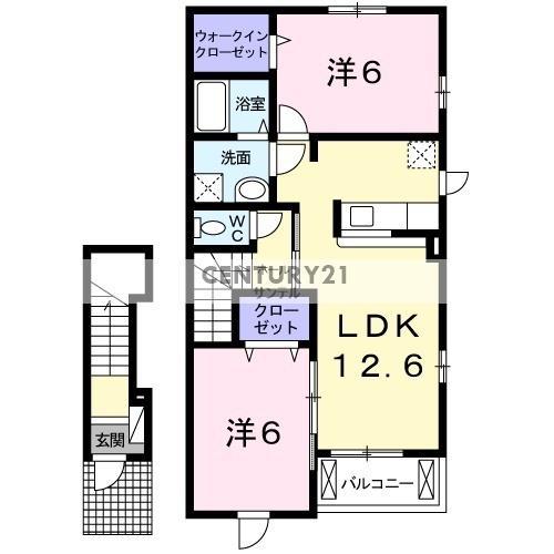 ラフレシール(2LDK/2階)の間取り写真