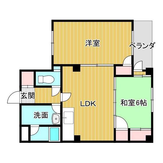 シャン・ド・ポワール呉羽(2LDK/3階)の間取り写真