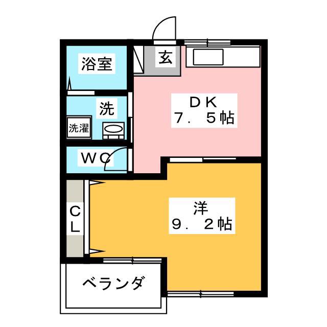ダイムコーポ大池 B(1DK/2階)の間取り写真