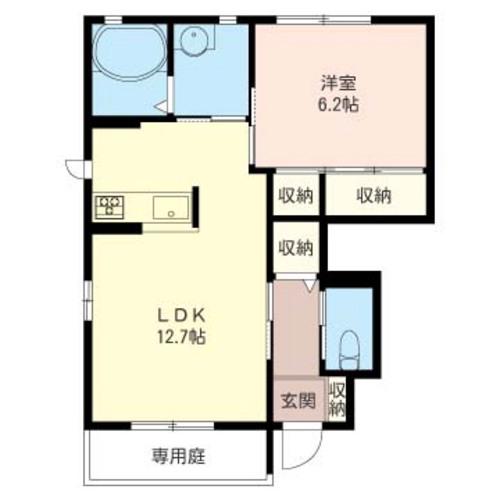 シャローム E シャーメゾン(1LDK/1階)の間取り写真