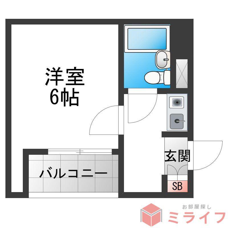 ヴェルテ北巽(1K/4階)の間取り写真