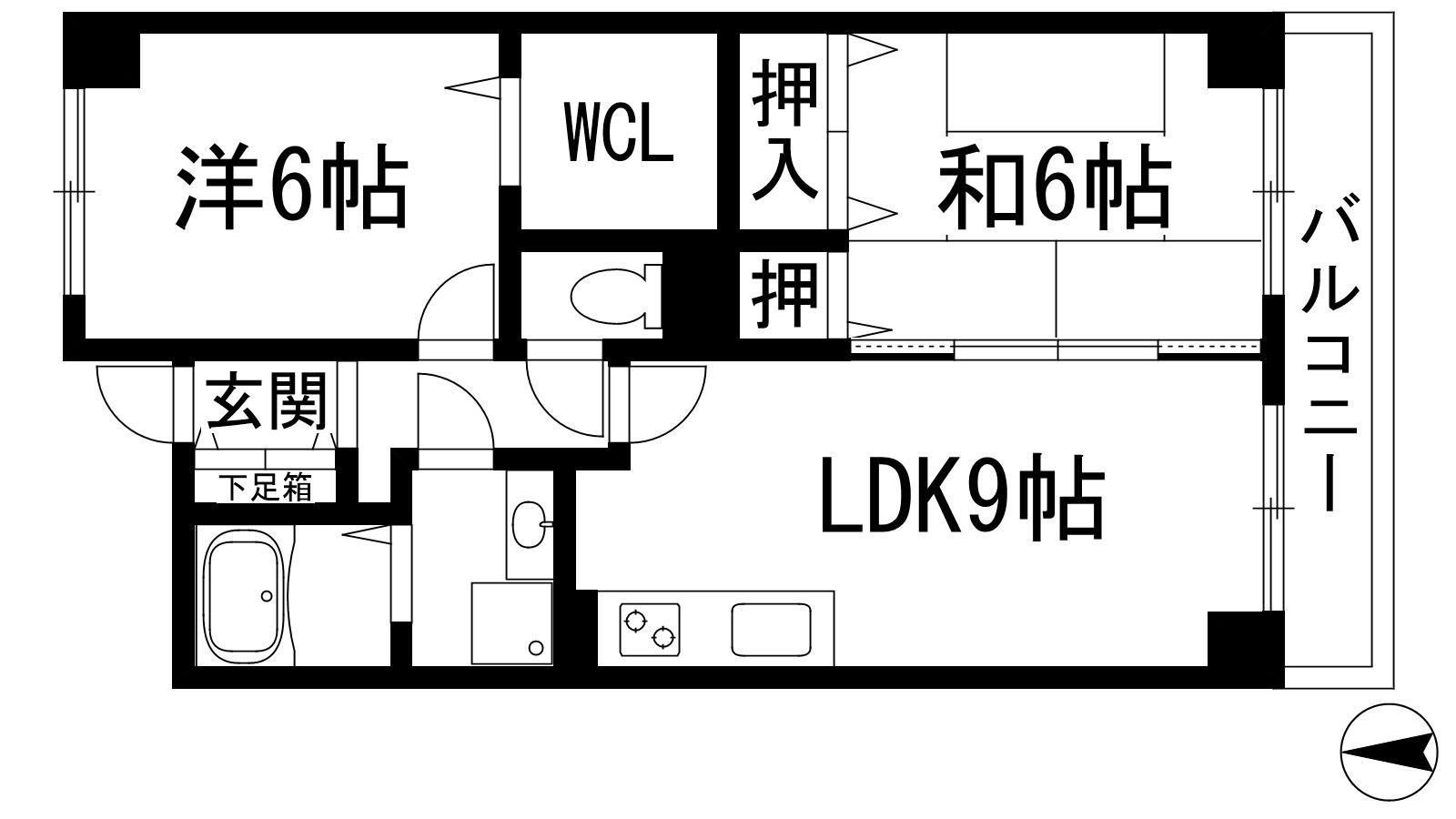 レジェンド甲東園(2LDK/2階)の間取り写真