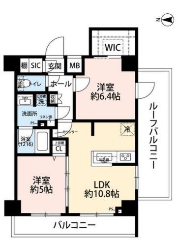 プレール・ドゥーク芝浦(2LDK/12階)の間取り写真