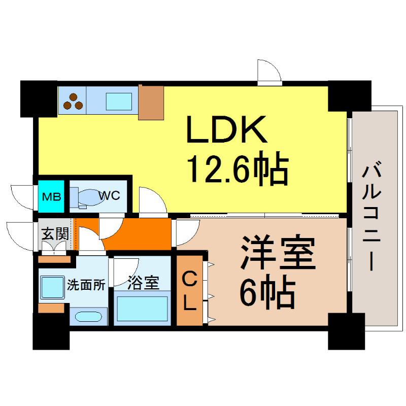 プレサンス新栄デコール(1LDK/12階)の間取り写真